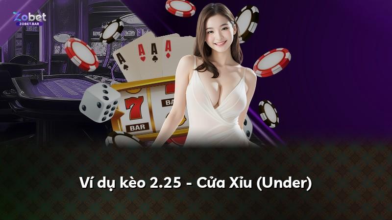 Ví dụ kèo 2.25 - Cửa Xỉu (Under)